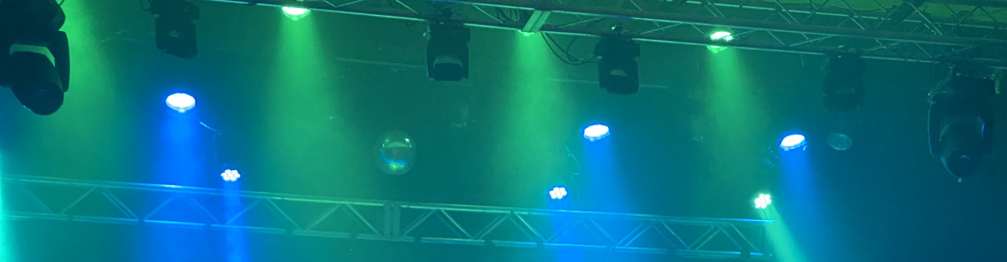 blue and green theater stage lights Chattanooga